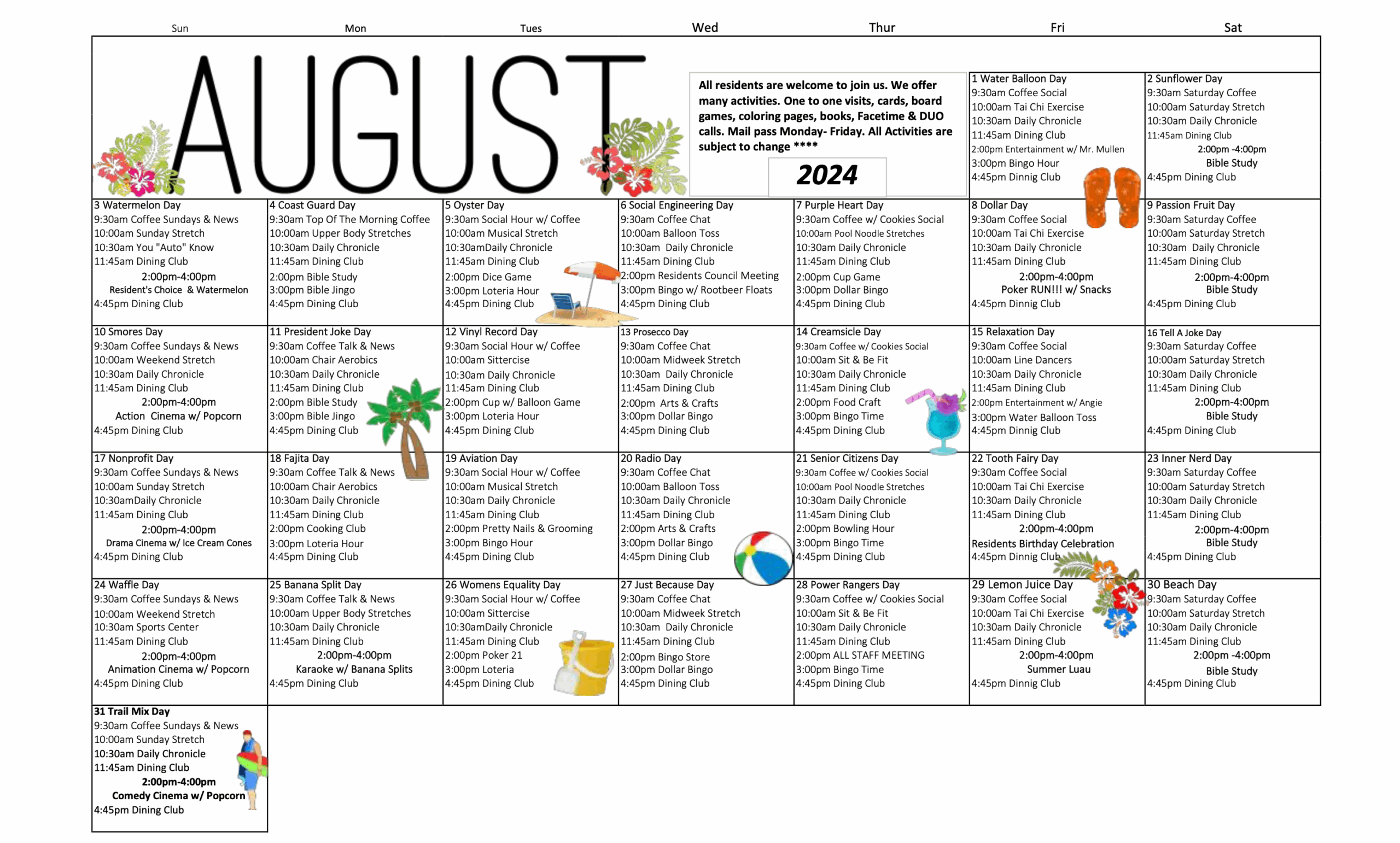 Waterman Canyon August Calendar